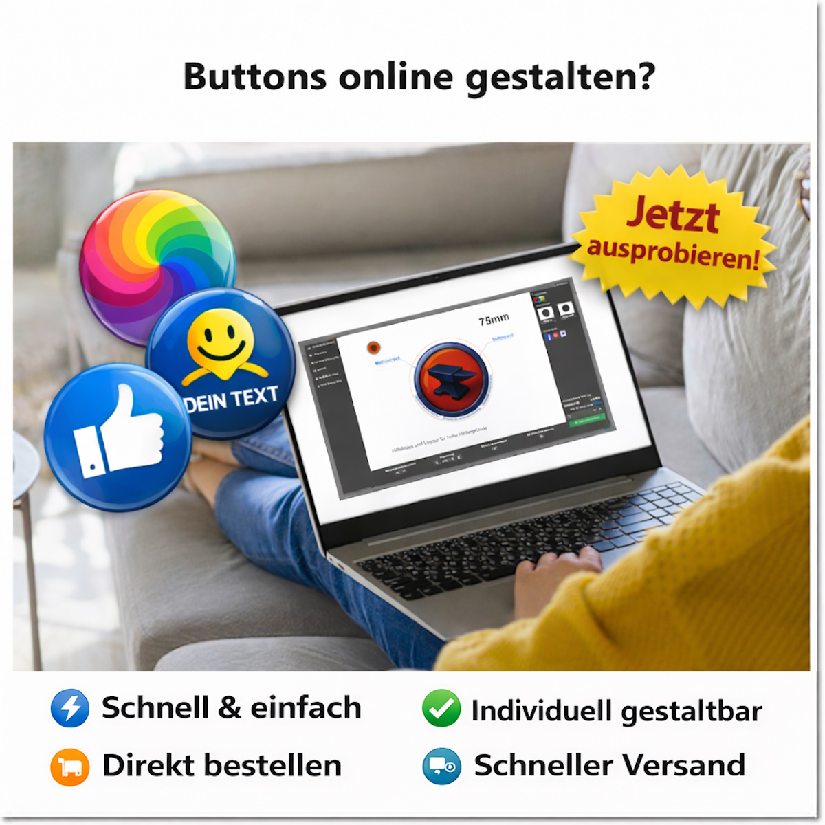 Buttons online selbst gestalten